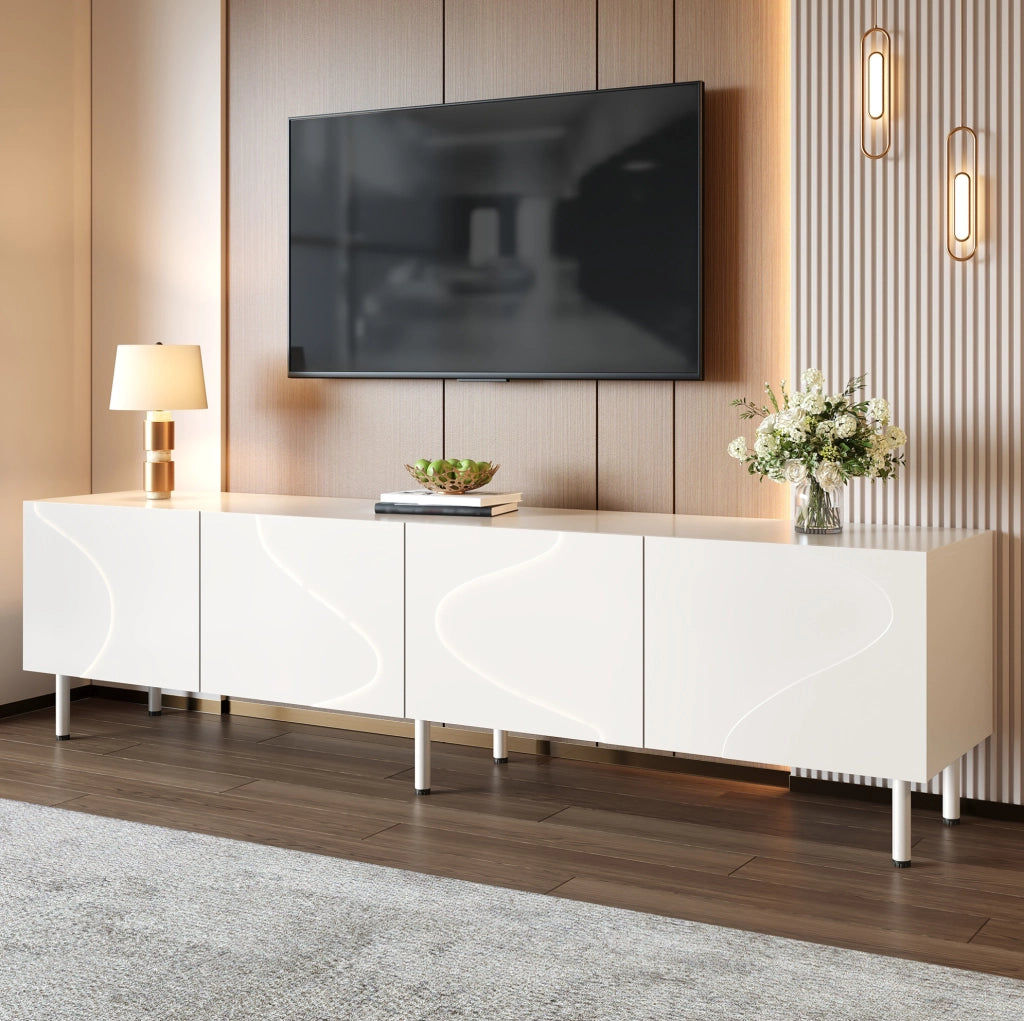 Mobile TV 170 x 35 x 50 cm bianco in MDF e truciolare, 4 ante