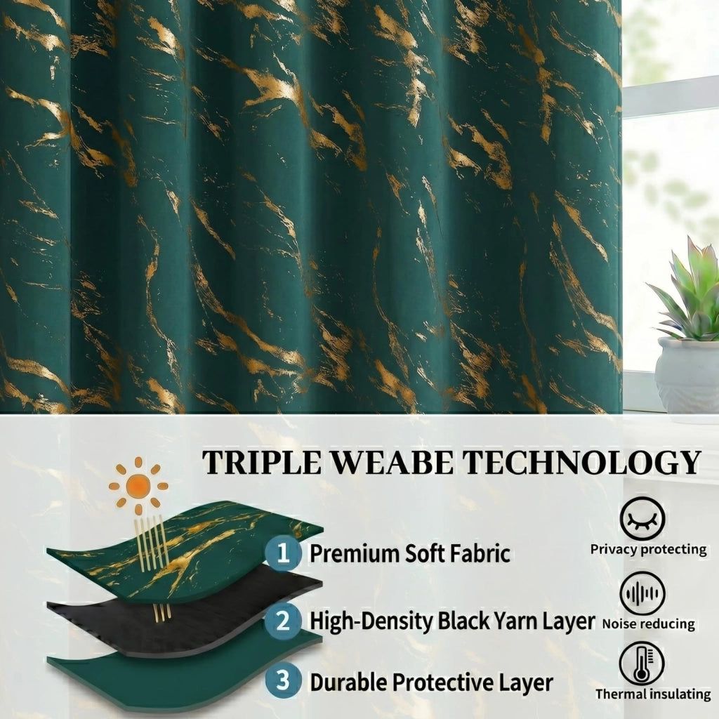 Tende oscuranti, set da 2, 132x244 cm, effetto marmo dorato
