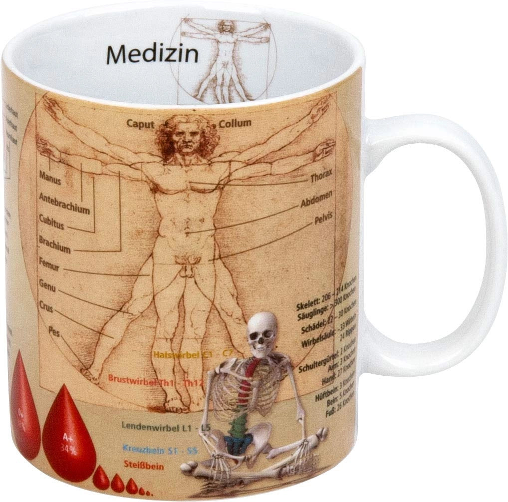 Tazza da caffè in porcellana, "Tazza della conoscenza", 490 ml, colore rosso