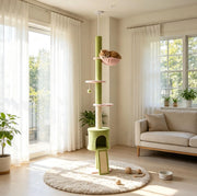 Tiragraffi per gatti da pavimento a soffitto regolabile 220-240 cm verde