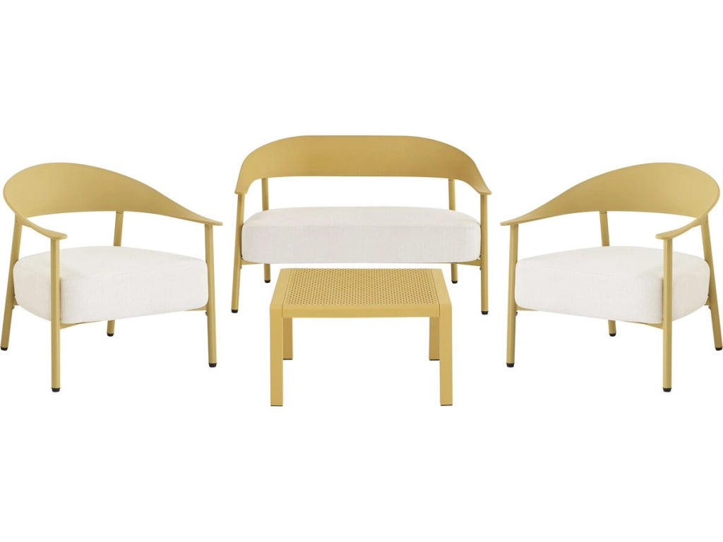 Set da giardino in metallo e plastica "Céora" - 4 posti - Giallo