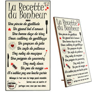 Decorazione da parete "Ricetta della felicità", cornice in legno, 30x15 cm