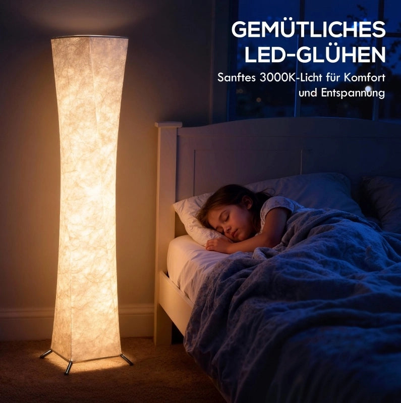 Lampada da terra bianca e argento con LED integrato e 3 livelli di luminosità