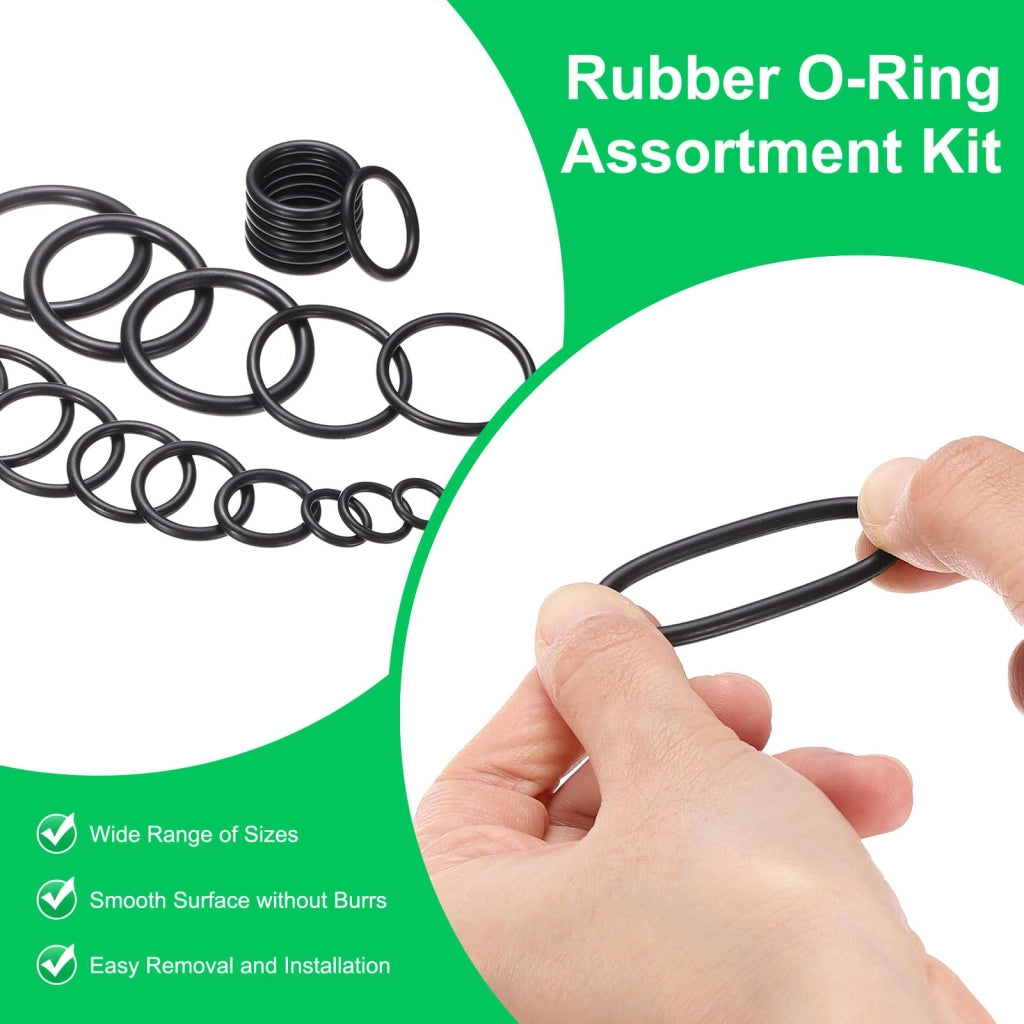 Set di O-ring, 419 pezzi, 32 dimensioni, gomma nitrilica, colore nero