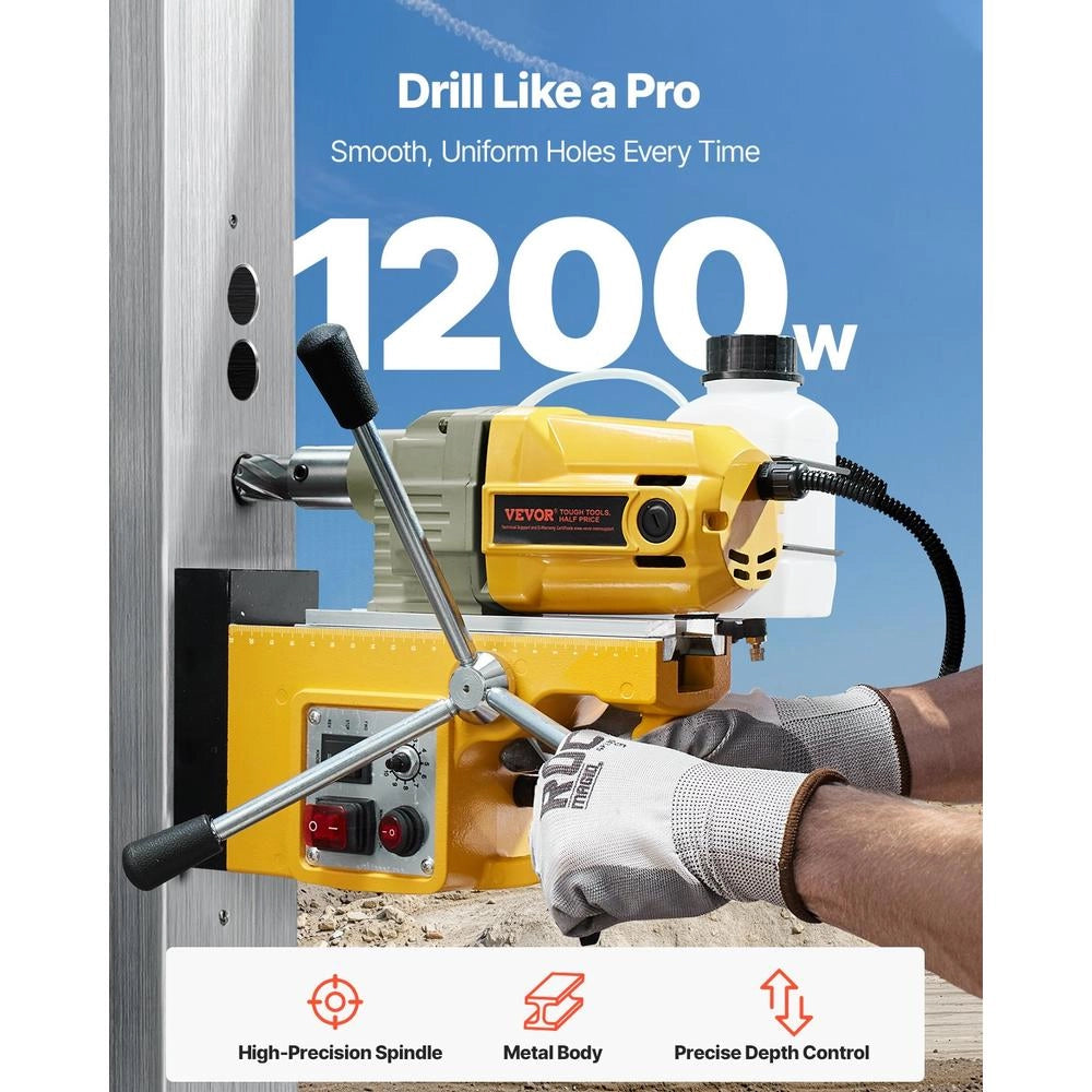 Trapano magnetico 1200W ZT-40HAR trapano a colonna 12500N carotaggio max 40mm con 2 punte regolabile giallo
