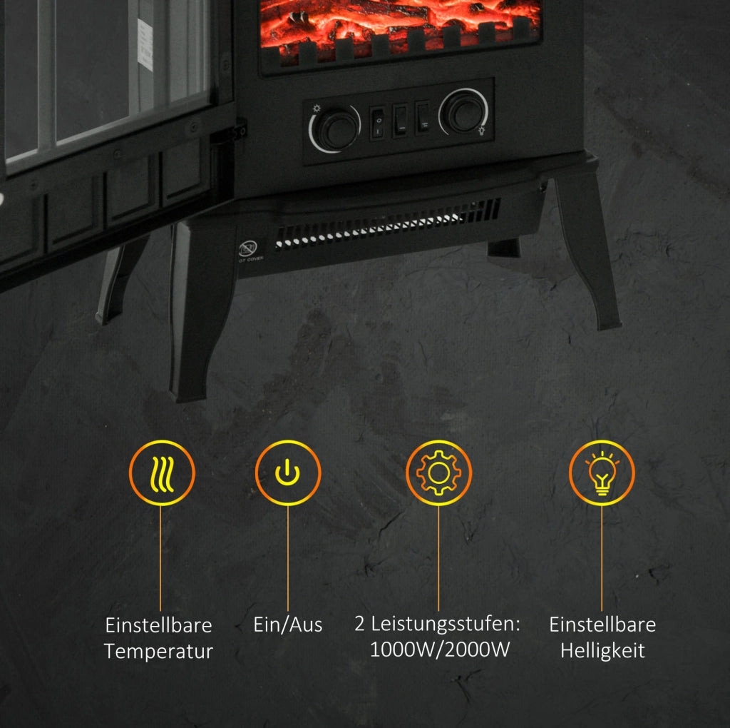 Camino elettrico da terra 2000 W con effetto fiamma LED