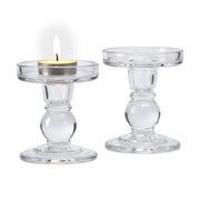 Set di 2 portacandele in vetro, 8,5x8,5 cm, trasparenti