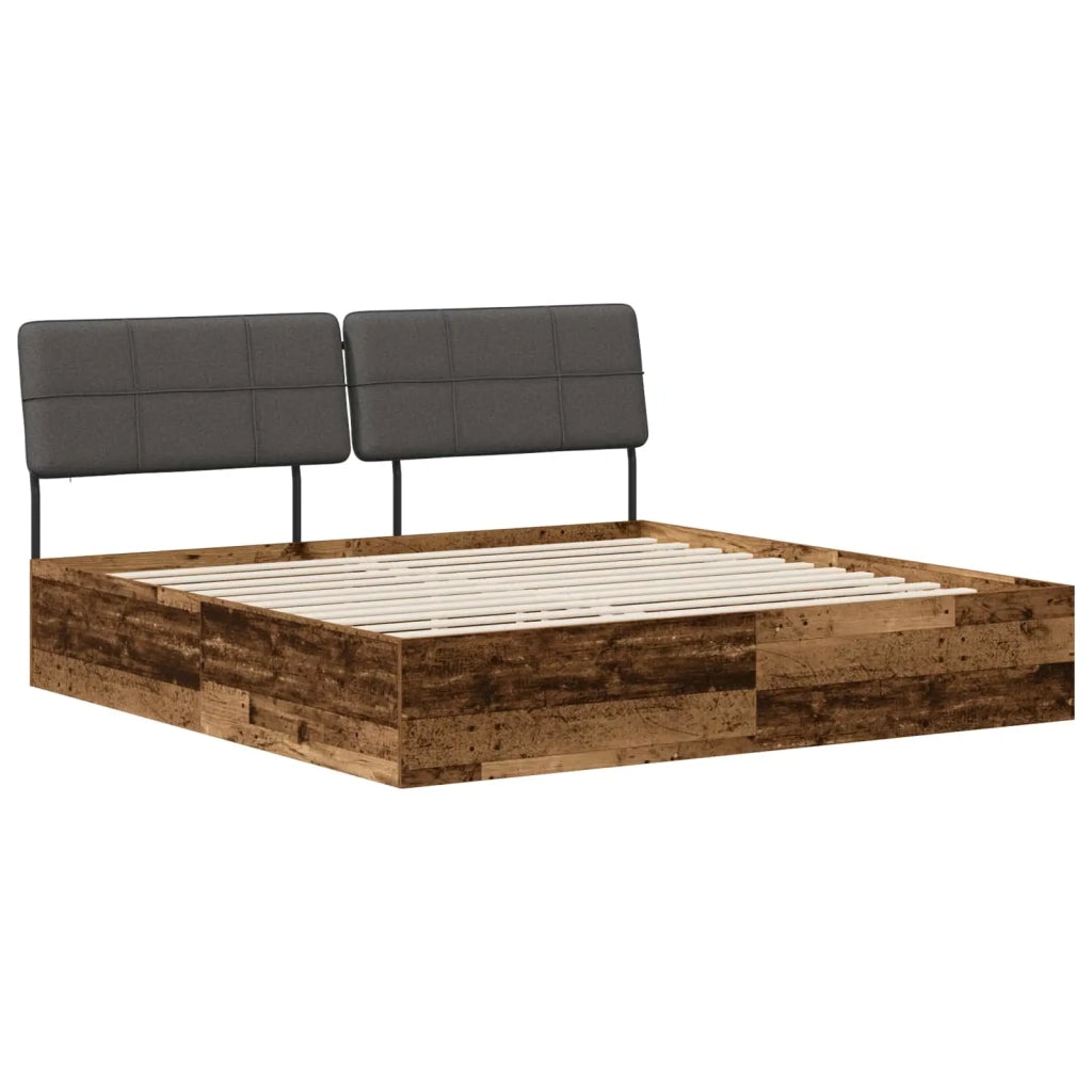 Letto matrimoniale con testiera Legno vecchio e grigio scuro 3440364
