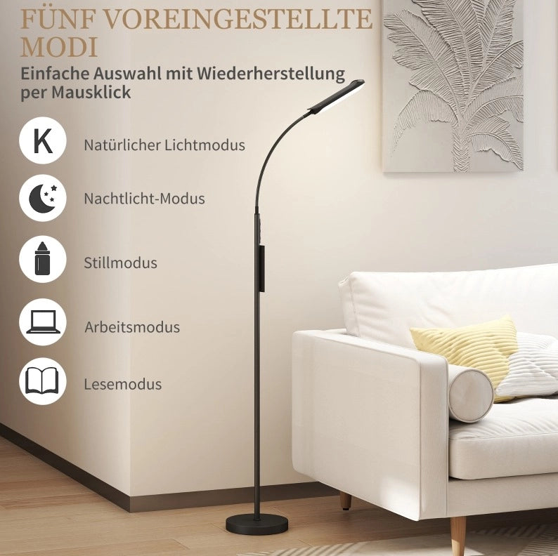 Lampada da terra LED nera dimmerabile con telecomando