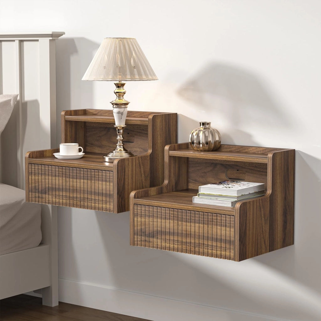 Tavolino da notte sospeso, dimensioni 40x32x30 cm, con cassetto, design moderno