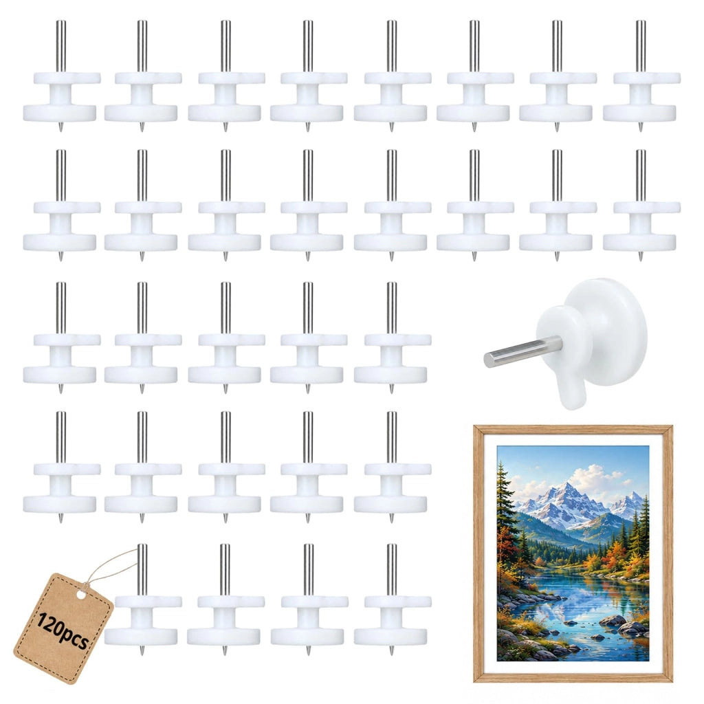 120 ganci invisibili per quadri, colore bianco, dimensioni 1,5 x 1 cm