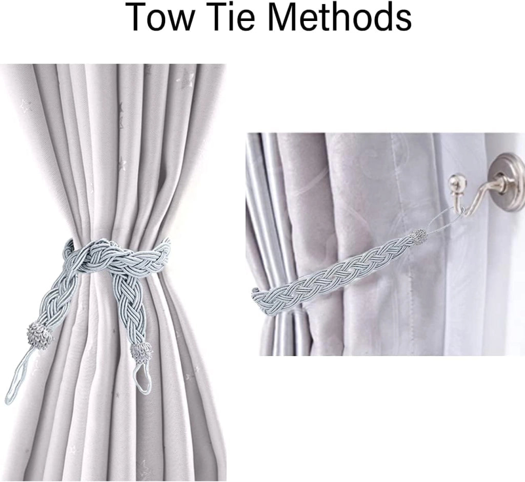 Supporti per tende in stile bohémien, 6 pezzi, grigi, 59 cm