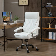 Sedia da ufficio ergonomica 66x69x121 cm in similpelle bianca, regolabile e girevole
