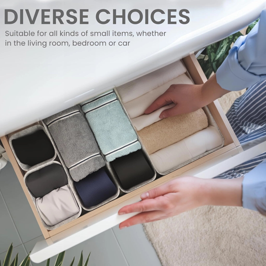 Set di 8 organizer impilabili in feltro, colore grigio chiaro
