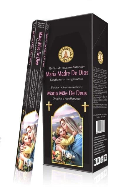 Set di bastoncini d'incenso da 120 pezzi, confezione da 6 x 20, raffiguranti la Madonna, profumo: rosa e muschio