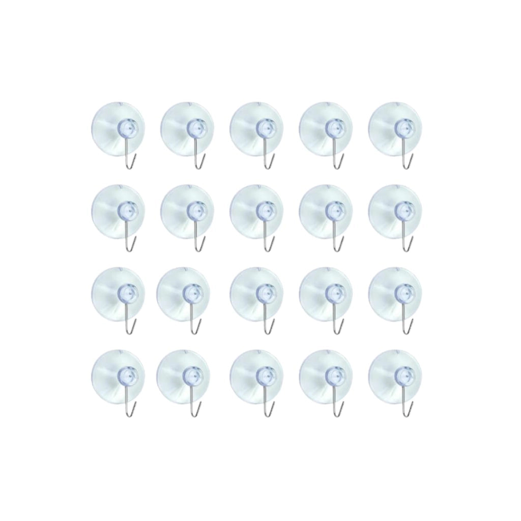 20 ventose trasparenti con gancio in metallo, diametro 2,4 cm, per decorazioni