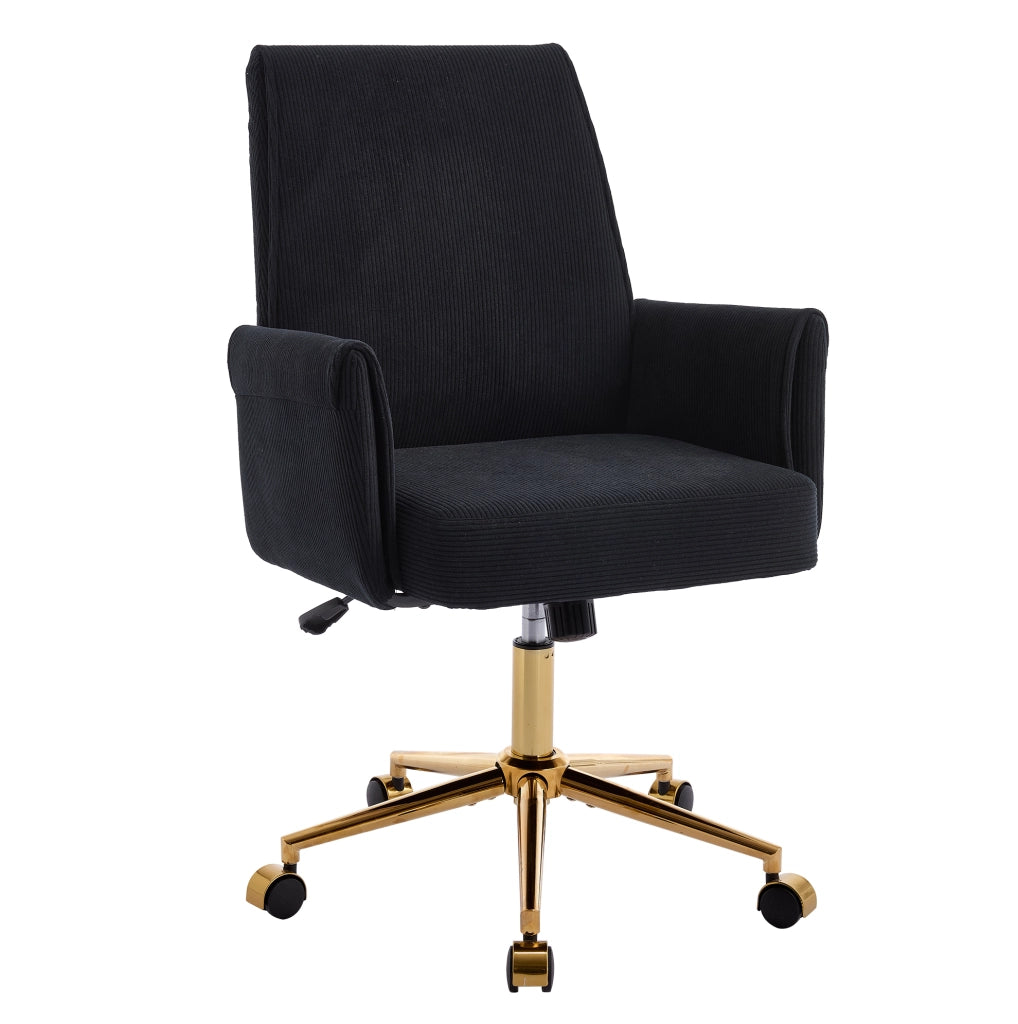 Sedia da ufficio ergonomica regolabile 64x61x107 cm nera, base dorata, per lavoro