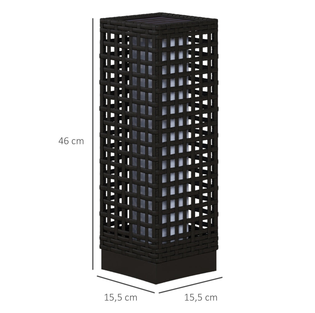 Lampada solare da giardino in rattan nero 15,5 x 15,5 x 46 cm, IP44