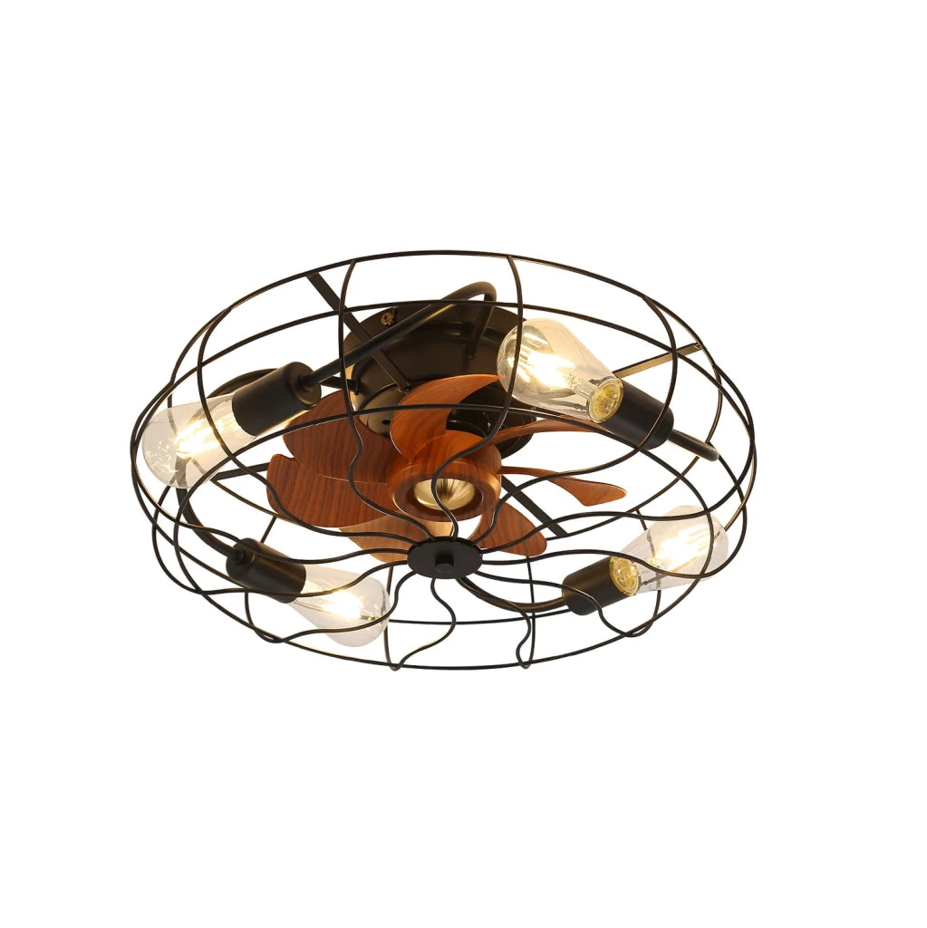 Ventilatore da soffitto 20 pollici con luce, 7 pale e telecomando nero