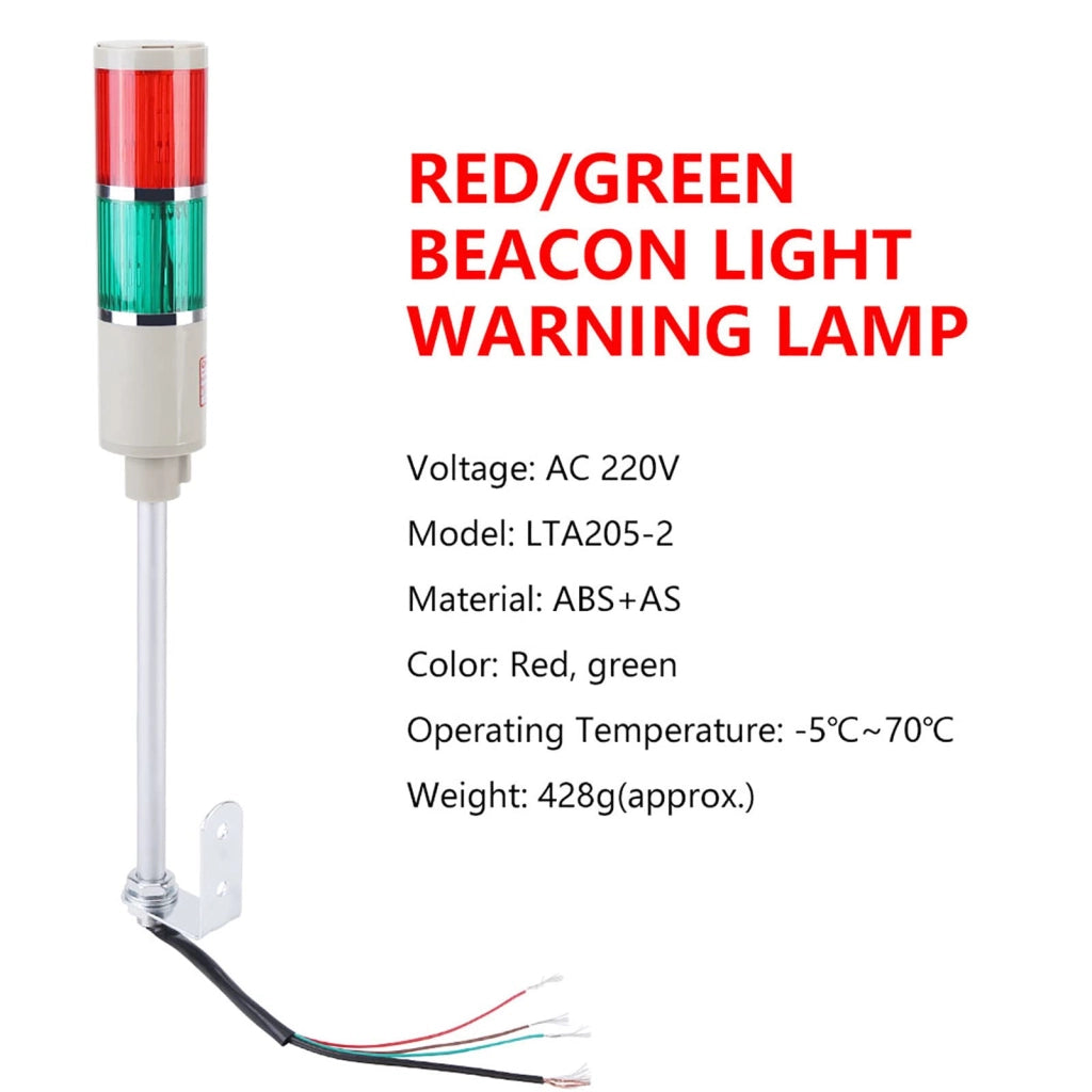 Segnalatore luminoso rosso/verde a 220V per macchinari e officine