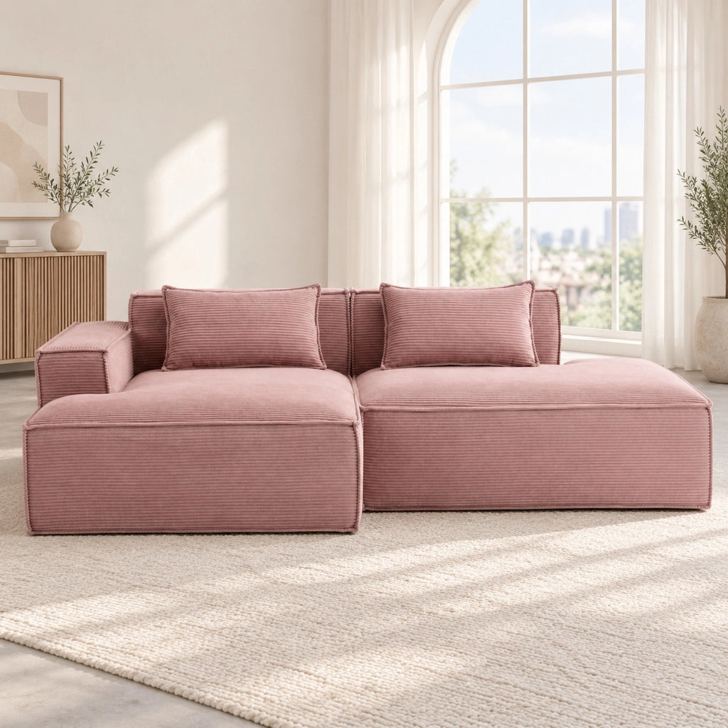 Divano moderno 235 cm rosa baby con molle insacchettate