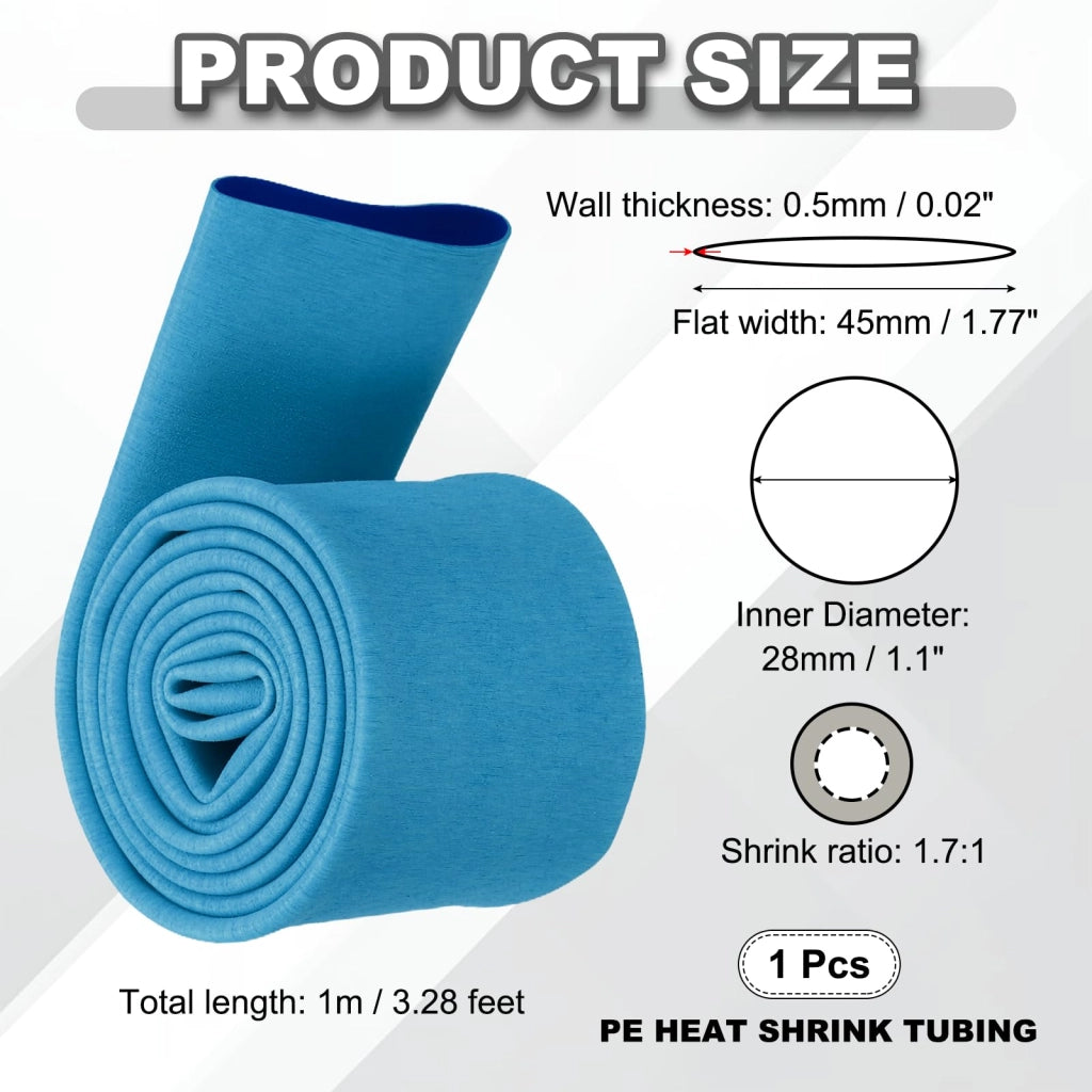 1 m tubo termoretraibile in PE, 28 mm di diametro, blu opaco, antiscivolo, impermeabile, per canne da pesca, impugnature sportive, fitness