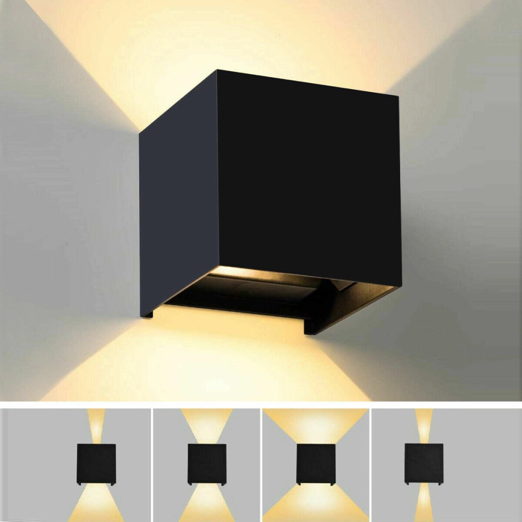 APPLIQUE NERO CUBO LED 10W FARETTO LAMPADA PARETE MURO LUCE CALDO 3000K