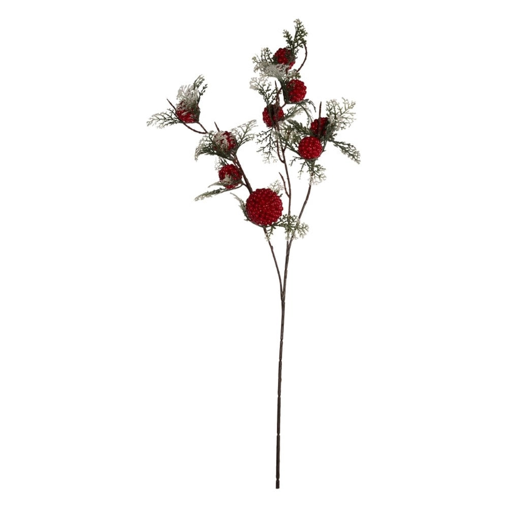 Ramo con bacche rosse artificiale in pvc h 70 cm plathea