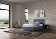 Letto una piazza e mezza rivestito in Microfibra 120x210 Con Rete Adele Blu