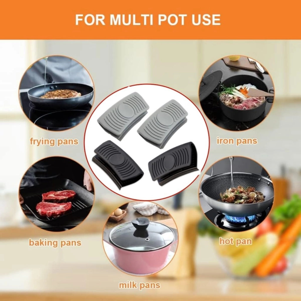 Set di 4 supporti in silicone per maniglie di pentole, resistenti al calore, anti-scottatura
