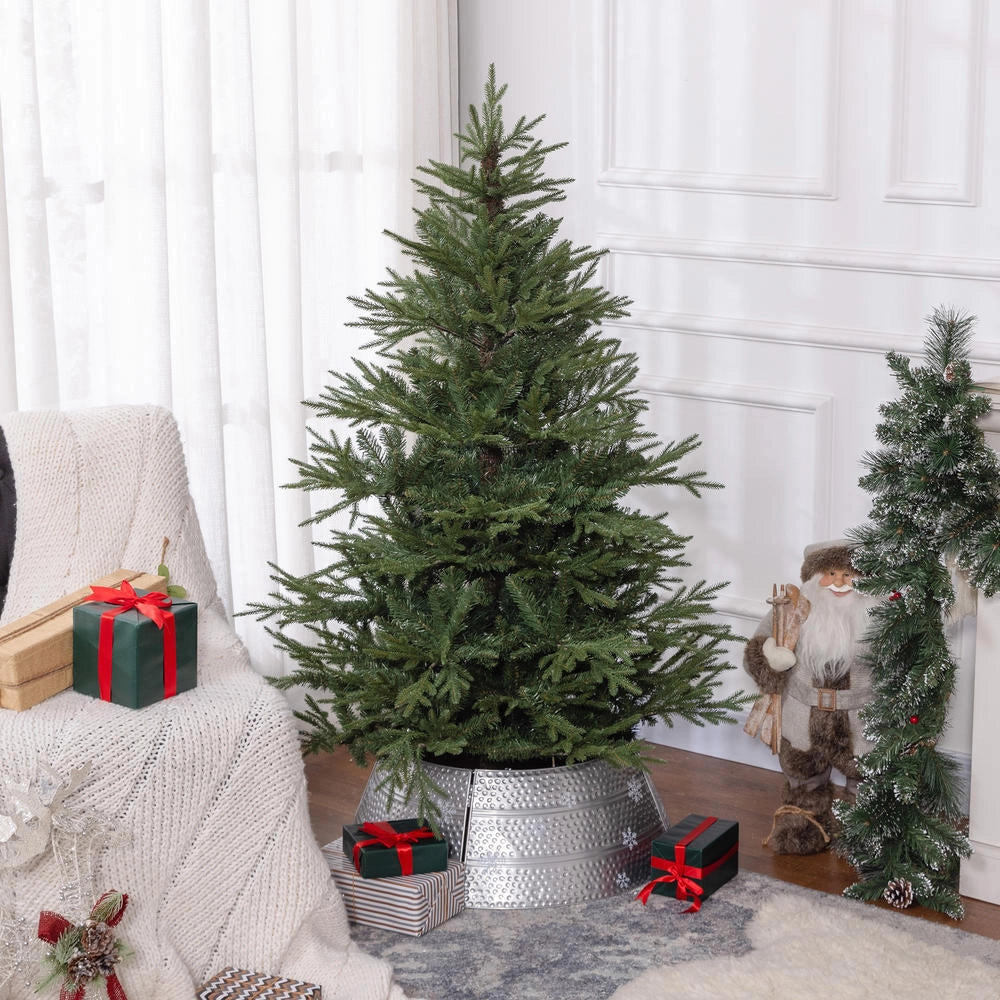 Albero di Natale artificiale 150 cm con rami ignifughi e supporto in metallo, montaggio rapido per casa