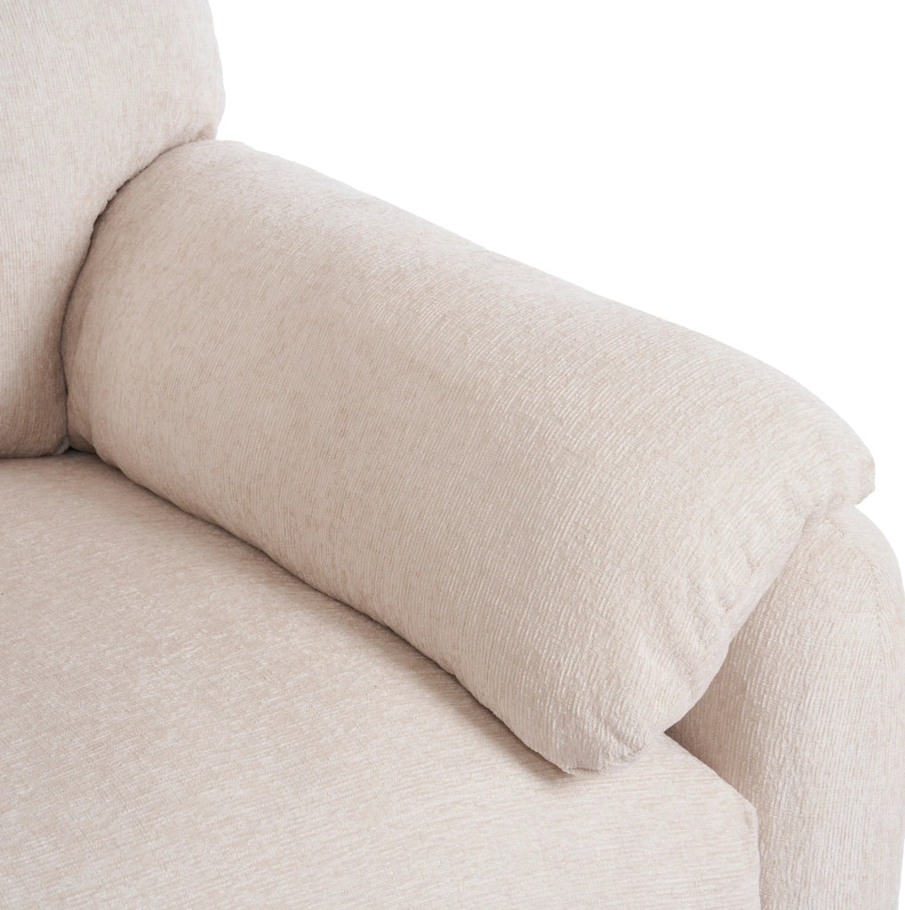 Poltrona singola in ciniglia beige 96 cm con braccioli