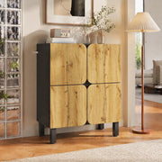 Scarpiera in MDF 80x38;5x95 cm con ripiani regolabili e ante soft-close; naturale e nero