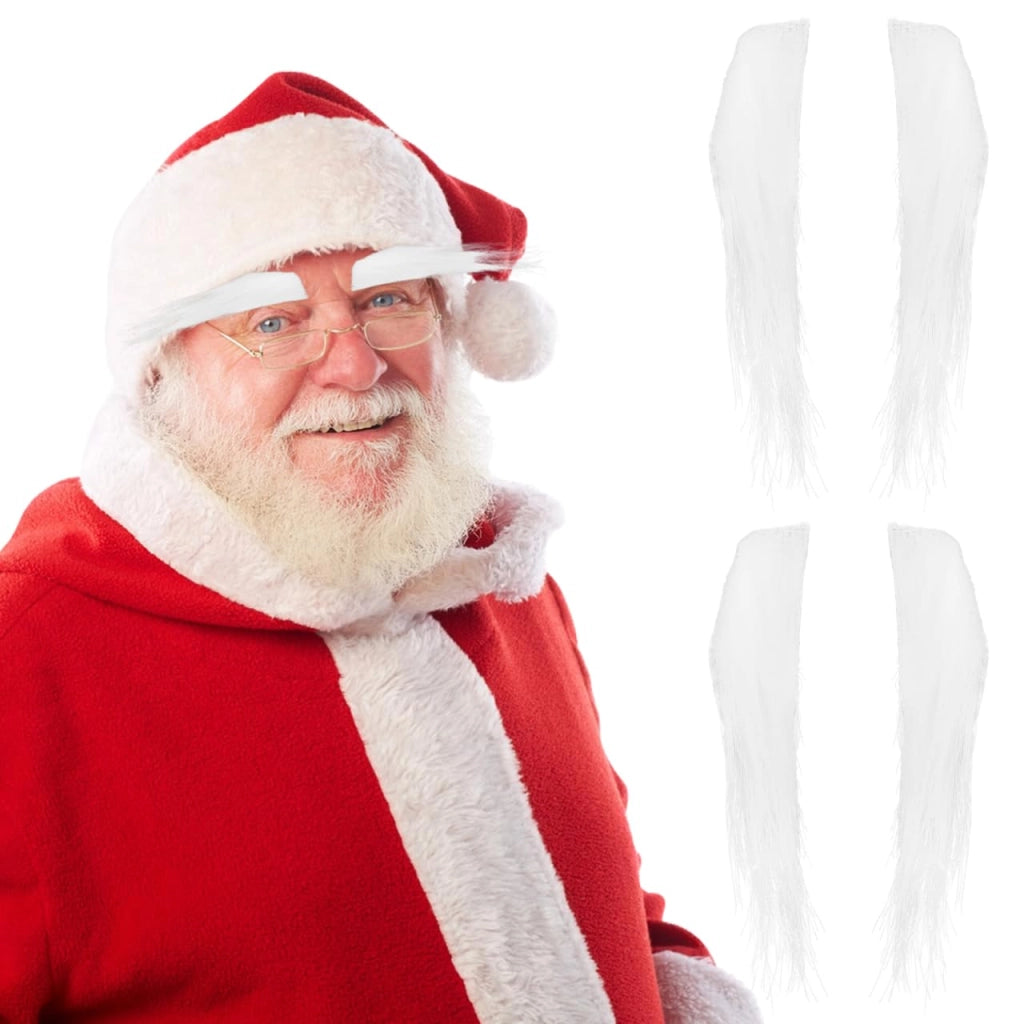 Sopracciglia da Babbo Natale, 2 pezzi, autoadesive, bianche, per costumi