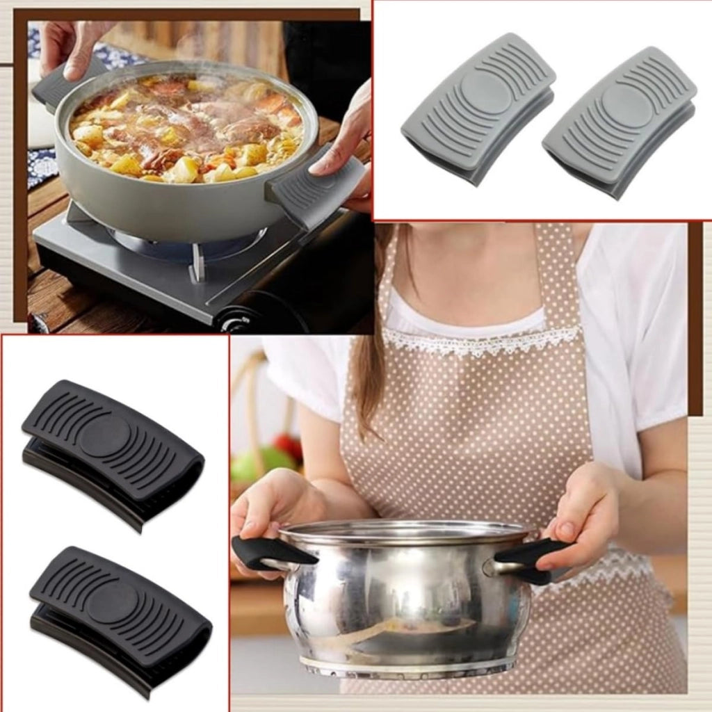 Set di 4 supporti in silicone per maniglie di pentole, resistenti al calore, anti-scottatura