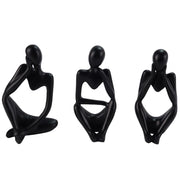 Set di 3 figure astratte per la riflessione, realizzate in resina, colore nero