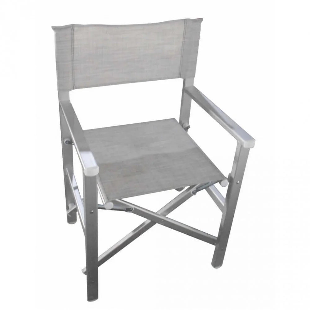 Poltrona Regista Pieghevole in Alluminio e Textilene Lip Grigio