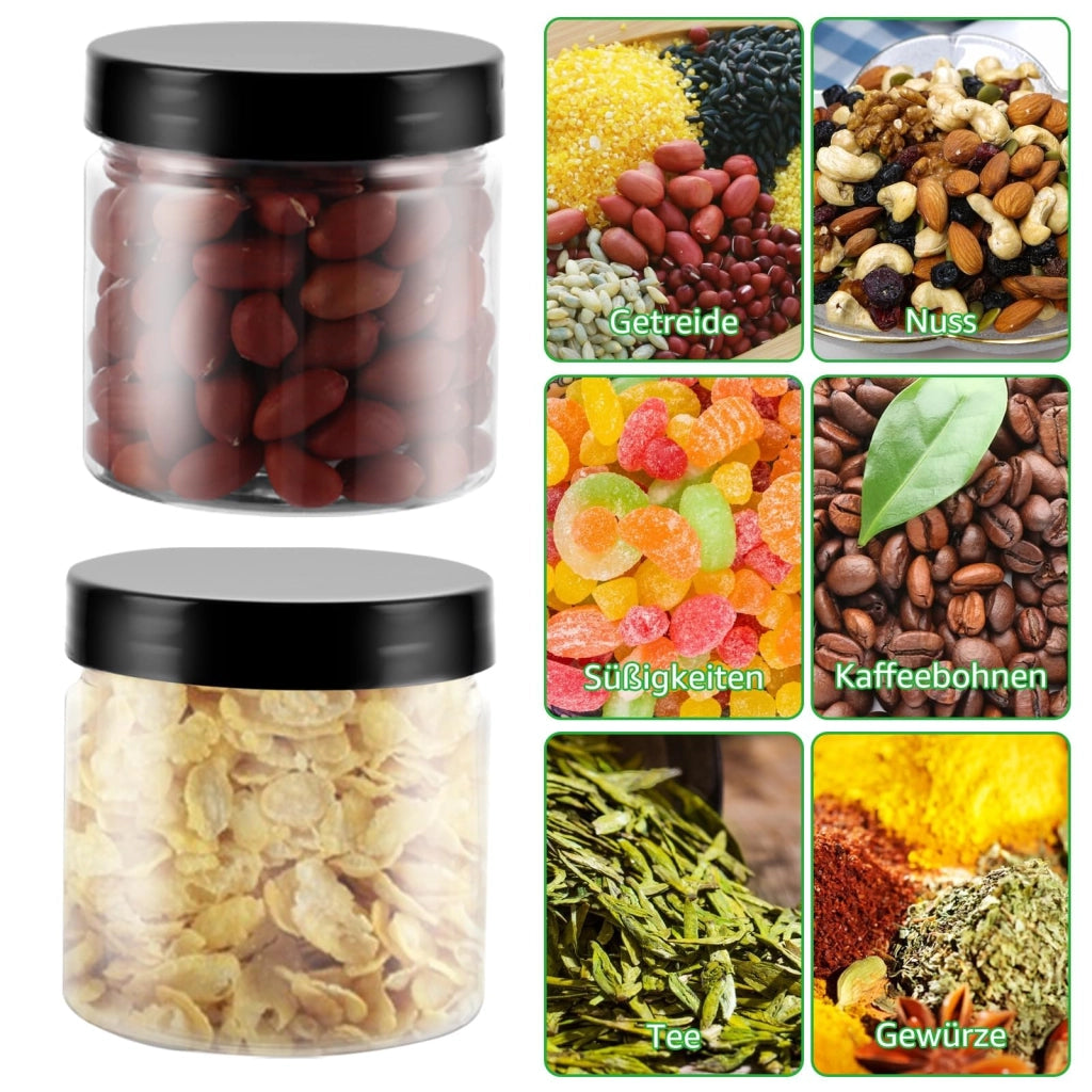 Set di 20 contenitori rotondi per alimenti, capacità 180 ml, trasparenti, in plastica