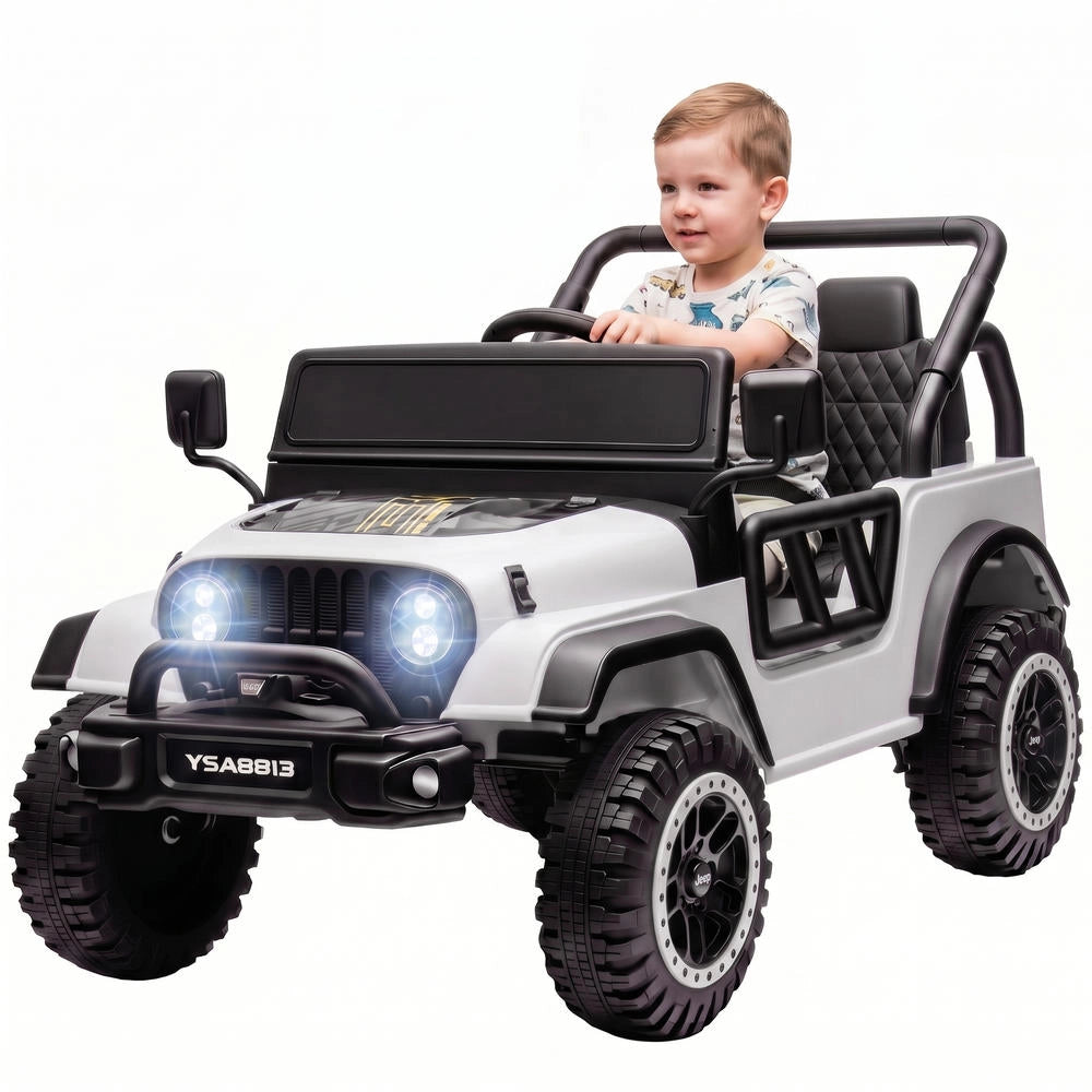 Macchina Elettrica per Bambini 12V Bianco con Telecomando 2,4G Doppio Motore Sospensioni Luci e Musica per Giardino ed Esterni