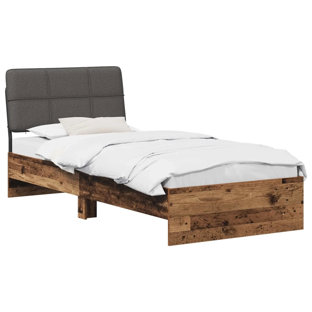 Letto singolo con testiera Legno vecchio e grigio scuro 8003371