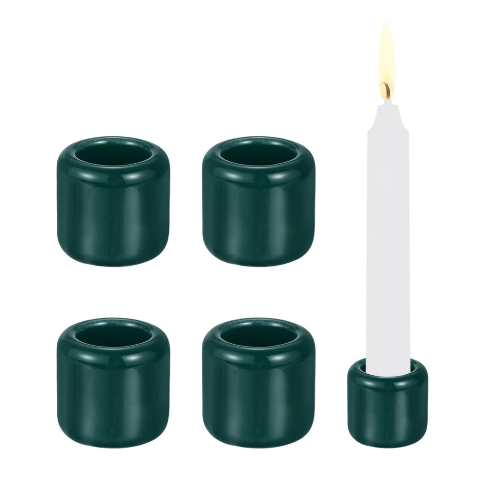 Piccolo portacandele, set da 5, in Vetroceramica, color verde scuro, dimensioni 3,3 x 2,2 x 3,5 cm