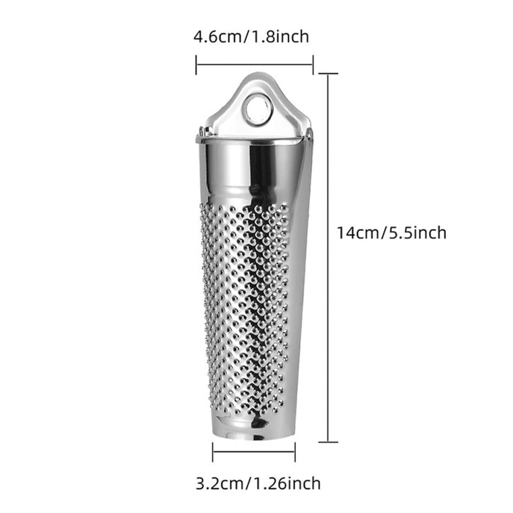 Grattugia per noce moscata con supporto, acciaio inossidabile, 4,6x14x3,2 cm