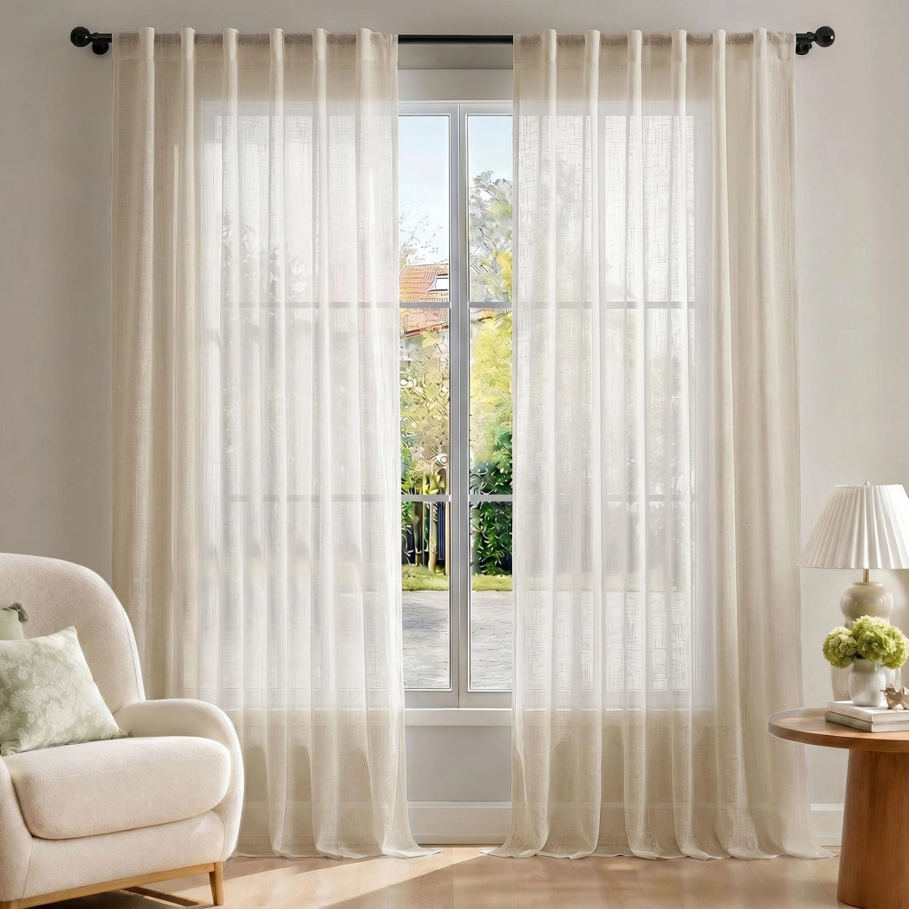 Tende a velo, set da 2, 140x175 cm, color kaki, trasparenti