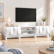 Mobile TV bianco 180 cm con 4 ante, vani aperti e passacavi