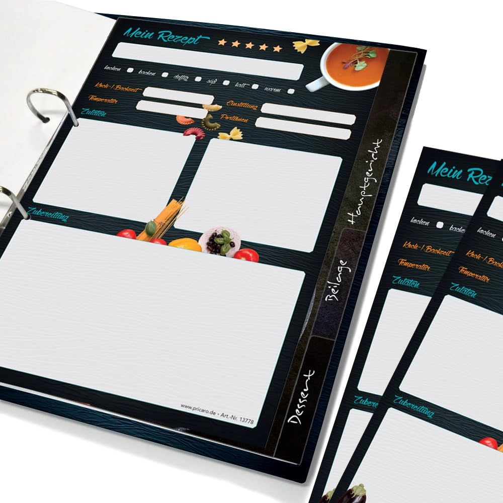 Set di raccoglitori per ricette "Buon Appetito due", formato A4, composto da 8 pezzi