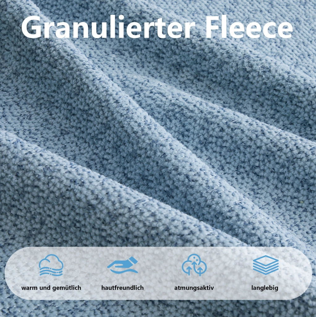DIVANO Modulare 4 posti con pouf, rivestimento in pile granulato blu