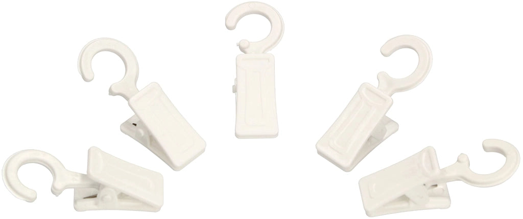 Graffette per tende con gancio, 100 pezzi, colore bianco, in plastica