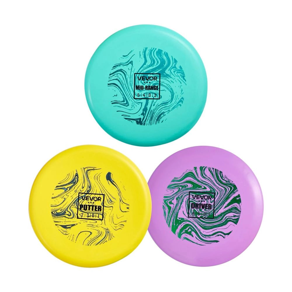 Set Disc Golf 3 Pezzi in TPE Modello SS-DF-001 con Driver Mid-range e Putter Resistente per Giardino e Parco