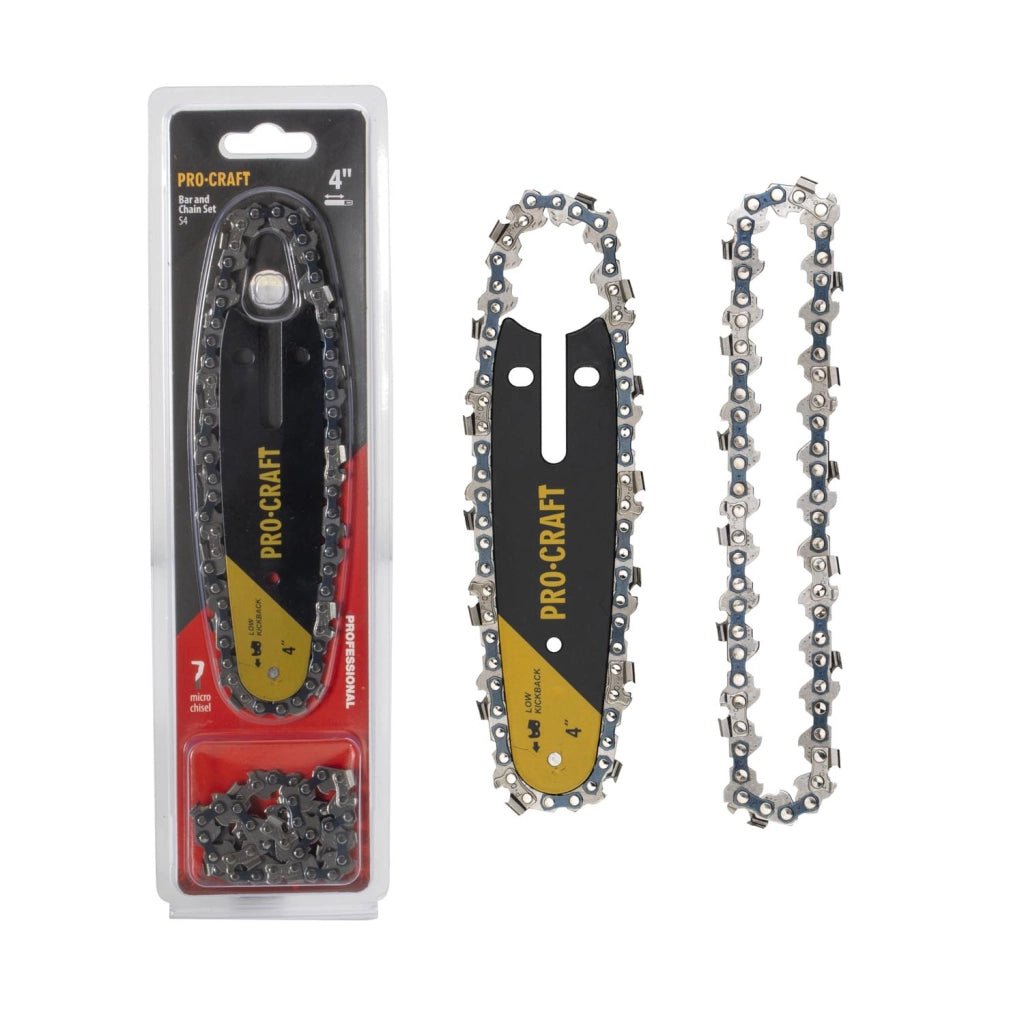 Set catene e barra per motosega Procraft S4, barra 4 pollici (100 mm), 2 catene, passo 1/4"