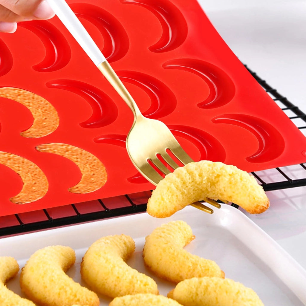Stampi in silicone per biscotti "Vanillekipferl", 18 stampi, set da 3